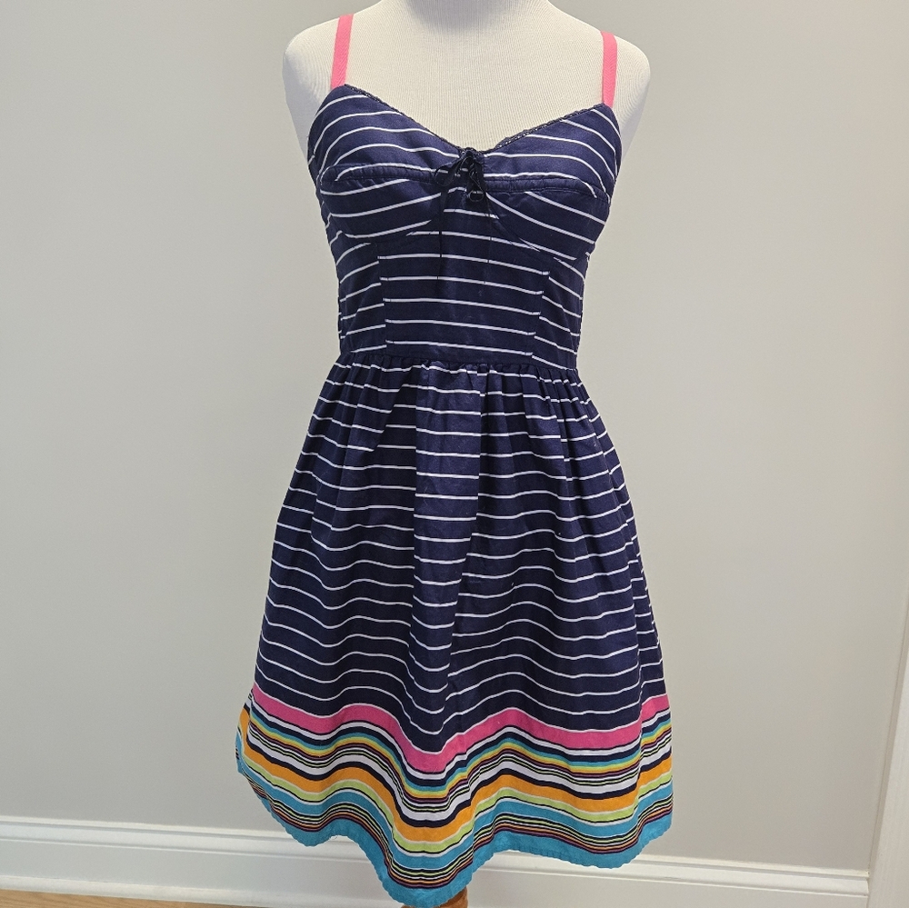 Mossimo Navy Striped Bustier Corset Strap Dress, Size M